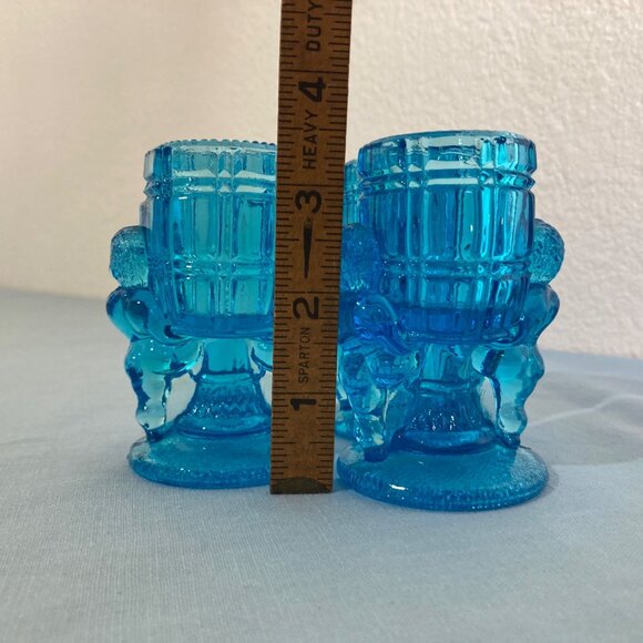 Vintage McKee Blue Peek-A-Boo Cherubs Toothpick Match Holder Lot of 3 - Picture 6 of 6